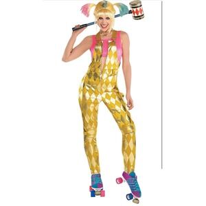 Harley Quinn Costume Adult Large 10-12 Halloween Cosplay Birds Of Prey Overalls